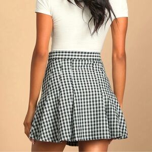 NWT Free People | Honey Blue Multi Gingham Pleated Skater Mini Skirt 10